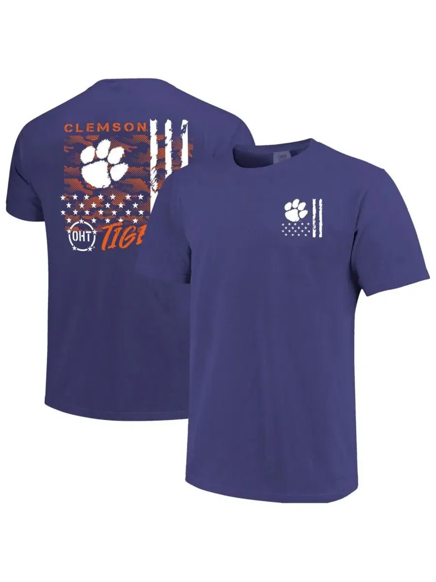 Футболка с принтом Clemson Tigers Comfort Colors OHT Camo Overlay Image One — изображение 1 из 4, фиолетовый