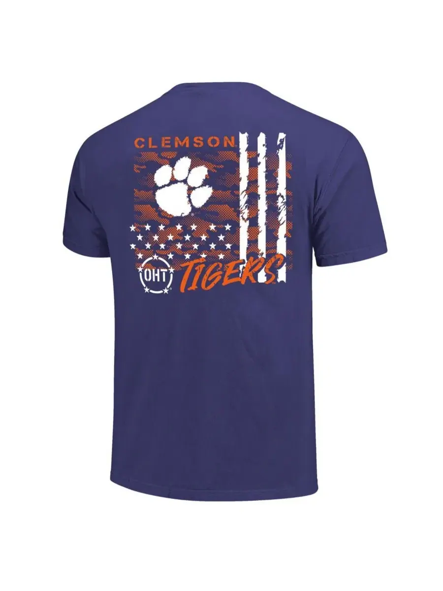 Футболка с принтом Clemson Tigers Comfort Colors OHT Camo Overlay Image One — изображение 2 из 4, фиолетовый