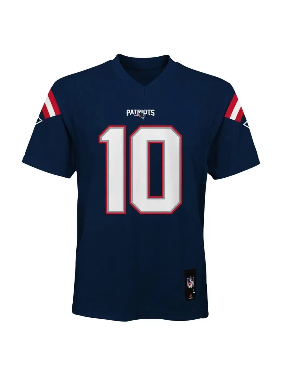 Детская футболка с длинным рукавом Drake Maye Navy New England Patriots Replica Player Jersey — изображение 2 из 3