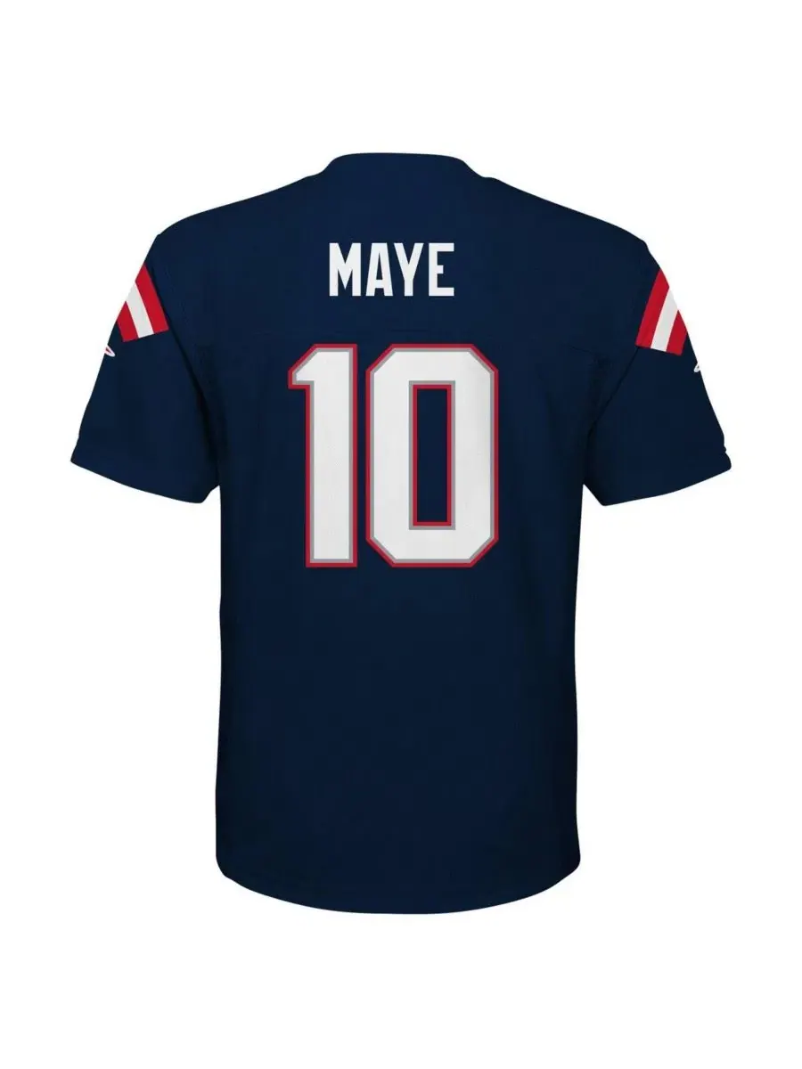 Детская футболка с длинным рукавом Drake Maye Navy New England Patriots Replica Player Jersey — изображение 3 из 3