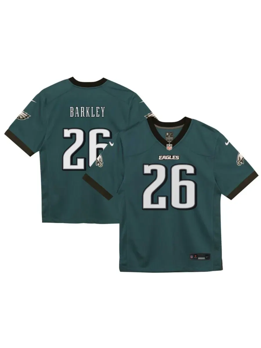 Детская футболка с длинным рукавом Saquon Barkley Philadelphia Eagles Game Jersey Nike — изображение 1 из 2, зеленый