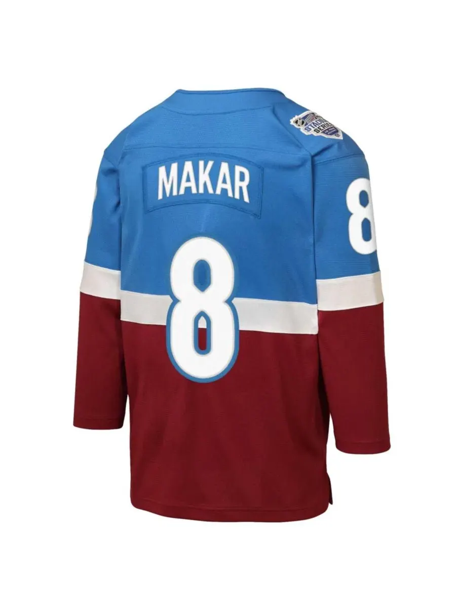Детская хоккейная джерси Cale Makar Blue/Burgundy Mitchell & Ness — изображение 2 из 3, синий бордовый