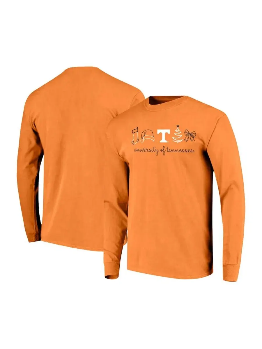 Футболка с длинным рукавом с праздничным принтом Tennessee Volunteers Christmas Elements Comfort — изображение 1 из 3