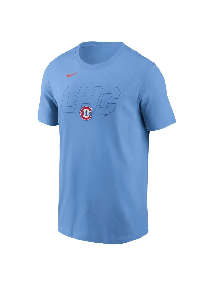 Футболка с коротким рукавом Chicago Cubs Alternate Logo Nike — изображение 2 из 3, светлый синий