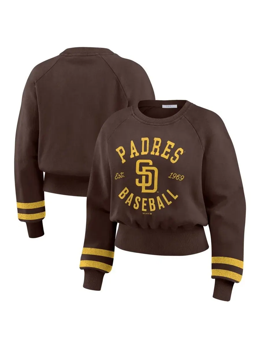 Женский укороченный свитшот с винтажным принтом San Diego Padres WEAR by Erin Andrews — изображение 1 из 4, коричневый