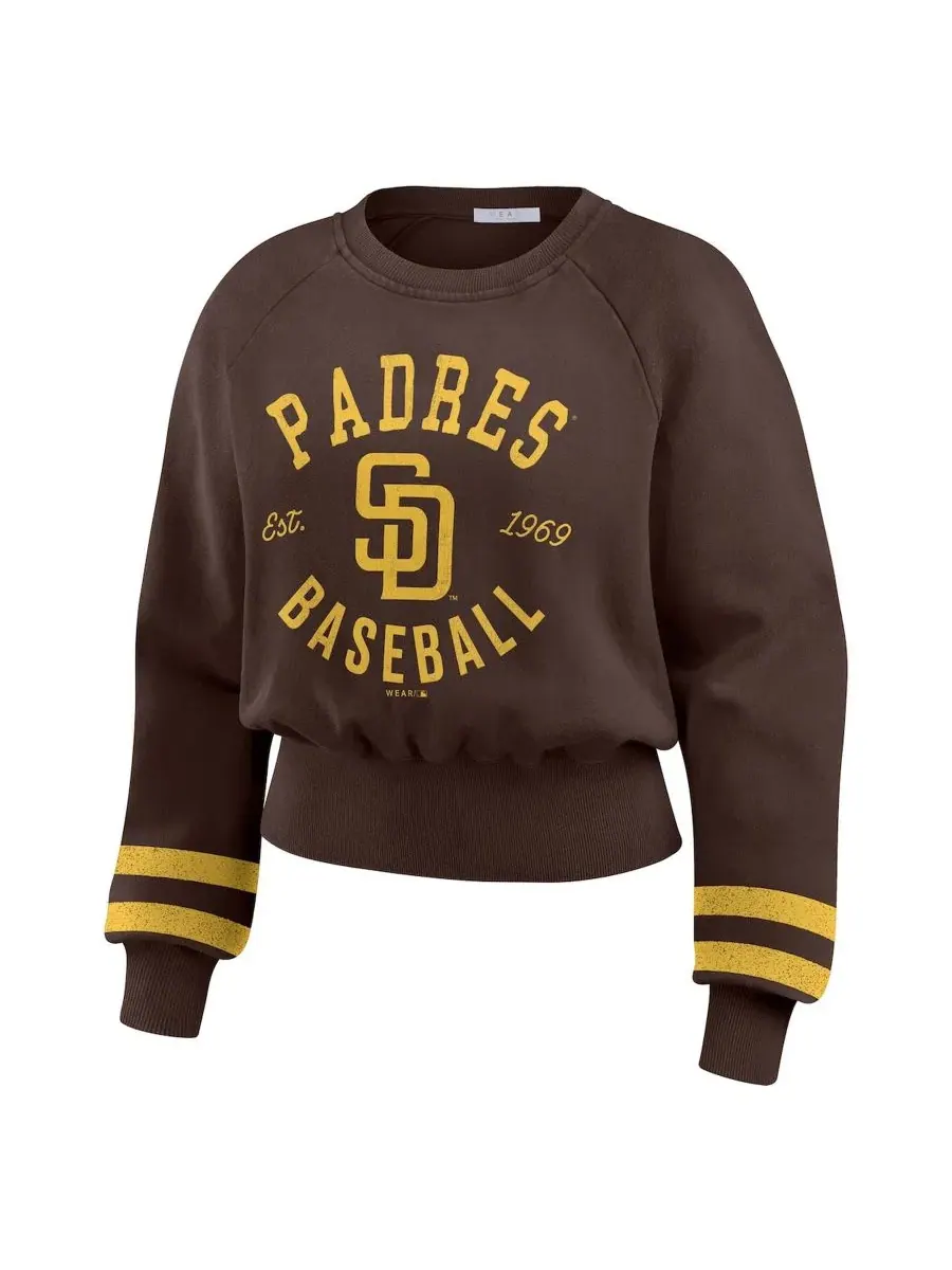 Женский укороченный свитшот с винтажным принтом San Diego Padres WEAR by Erin Andrews — изображение 2 из 4, коричневый