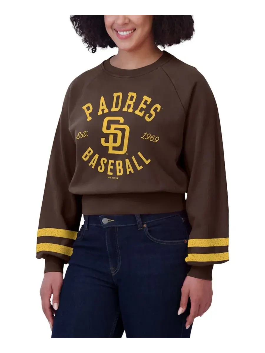 Женский укороченный свитшот с винтажным принтом San Diego Padres WEAR by Erin Andrews — изображение 4 из 4, коричневый