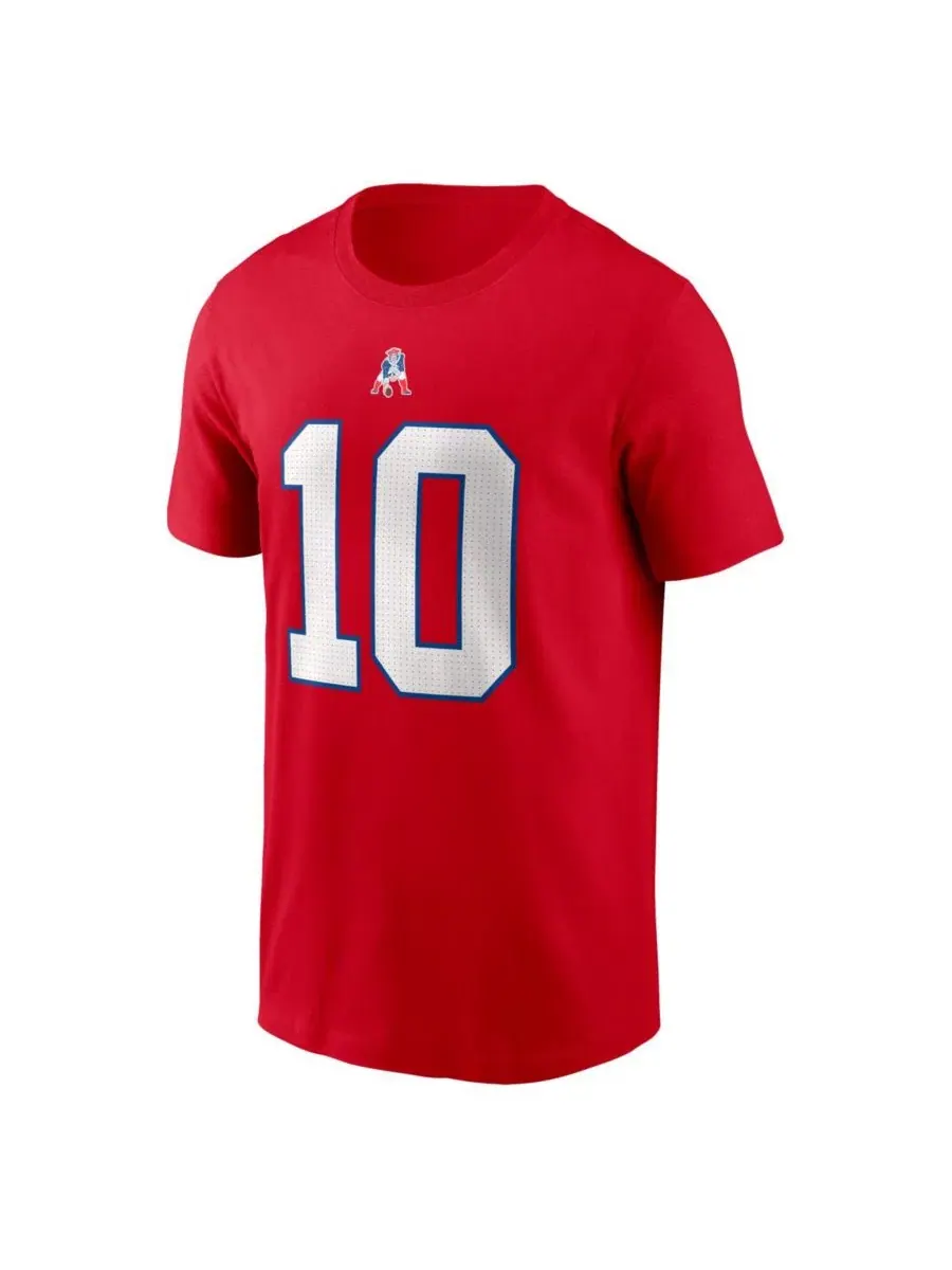 Футболка с именем и номером игрока Drake Maye New England Patriots Nike — изображение 2 из 3, красный