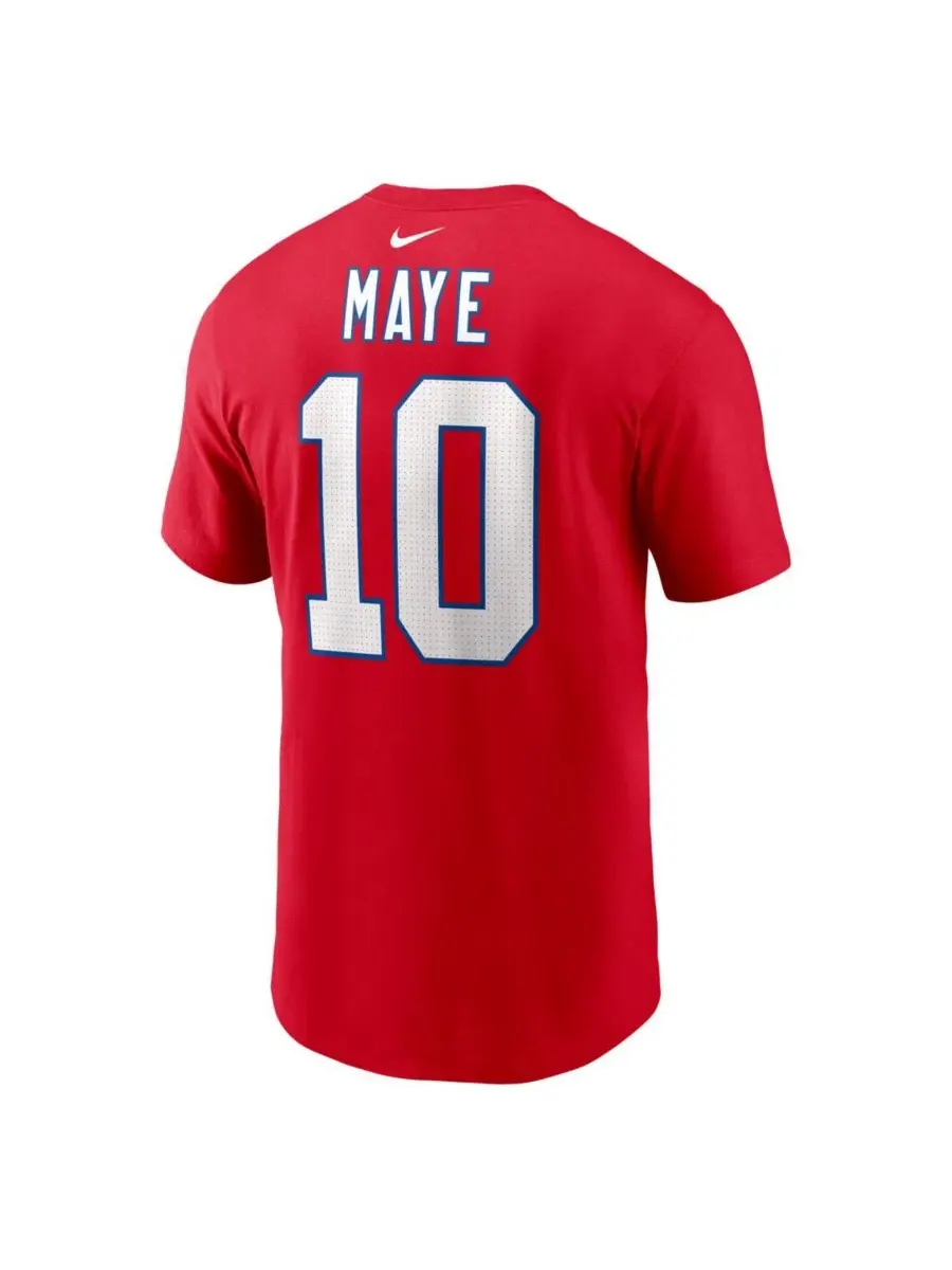 Футболка с именем и номером игрока Drake Maye New England Patriots Nike — изображение 3 из 3, красный