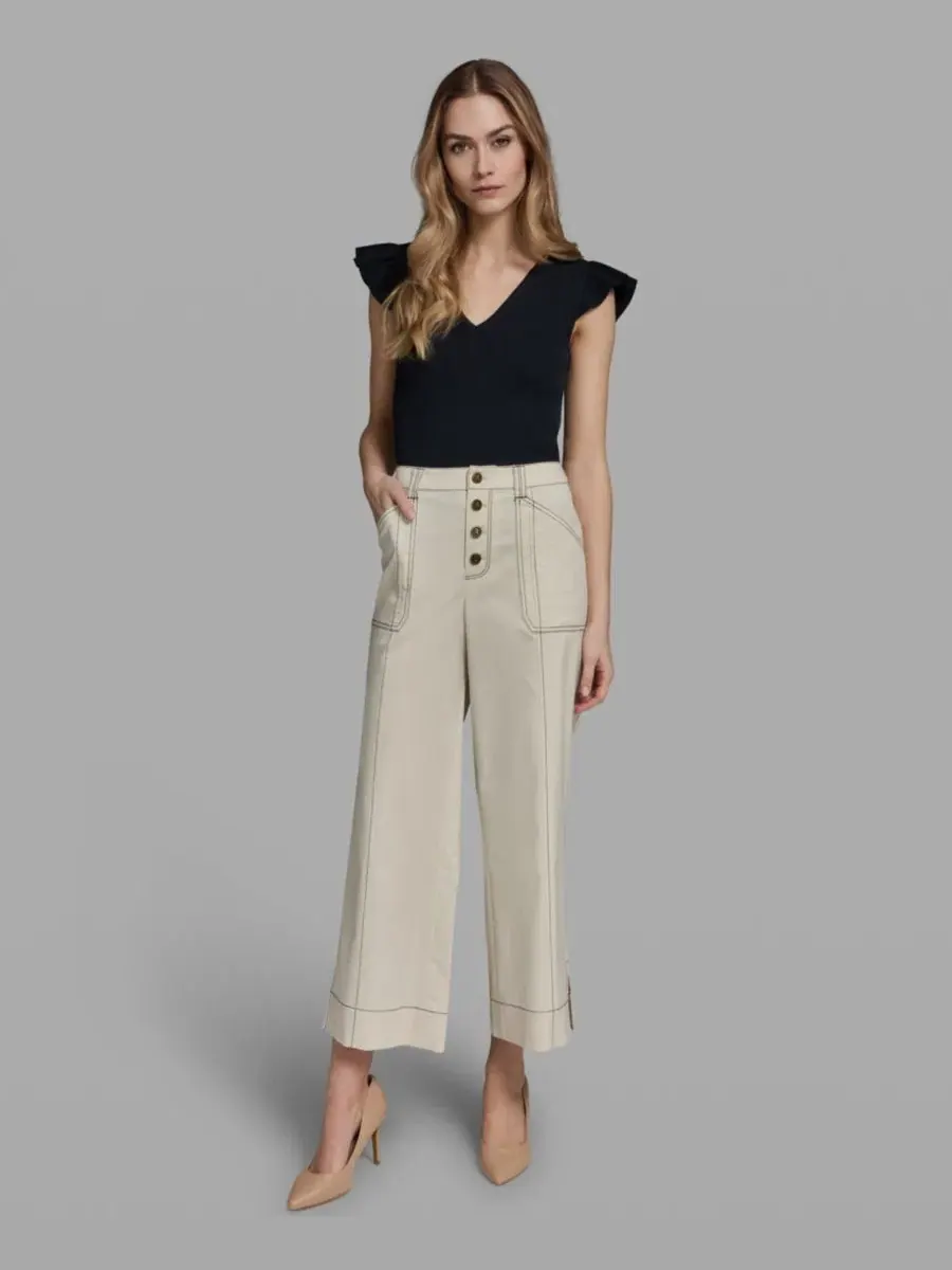 Брюки женские с контрастной отстрочкой, модель Contrast Stitch Ankle KARL LAGERFELD PARIS — изображение 2 из 6