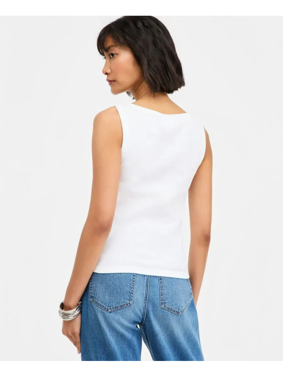 Топ с высокой горловиной и вышивкой бикини, модель Embroidered Boatneck Tank Top On 34th, Chilli — изображение 3 из 4