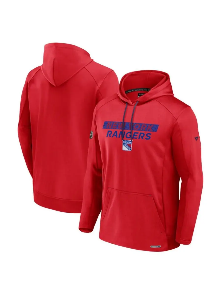 Fanatics Мужская красная флисовая толстовка с капюшоном New York Rangers Authentic Pro Rink — изображение 1 из 3, красный