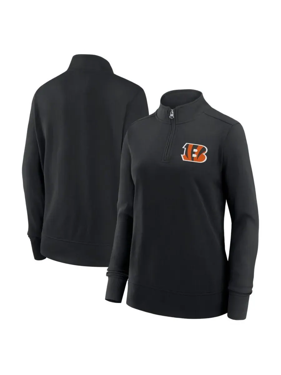 Logo Athletic Женская черная куртка Cincinnati Bengals Velocity с застежкой-молнией до четверти — изображение 1 из 3, черный