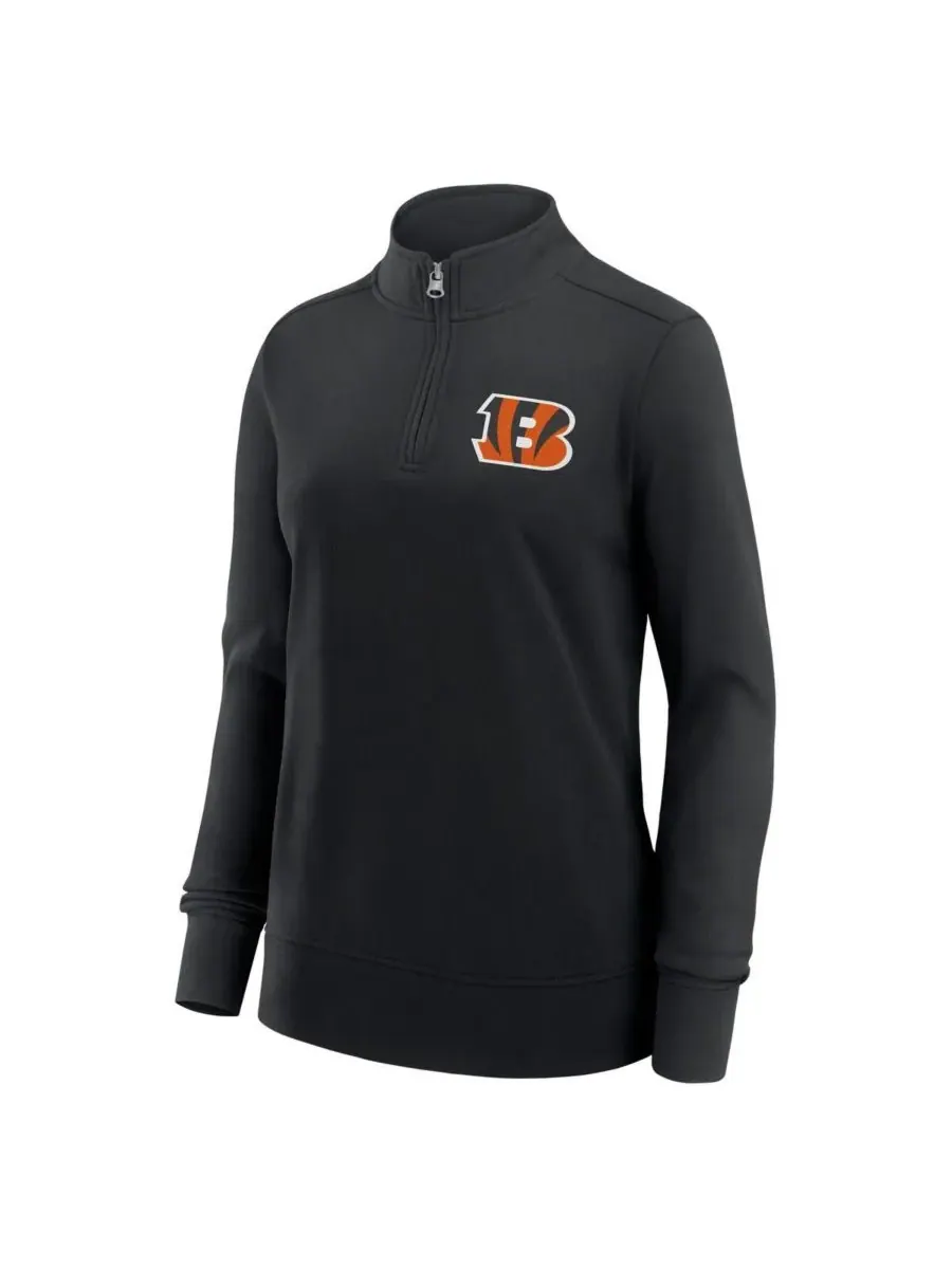 Logo Athletic Женская черная куртка Cincinnati Bengals Velocity с застежкой-молнией до четверти — изображение 2 из 3, черный