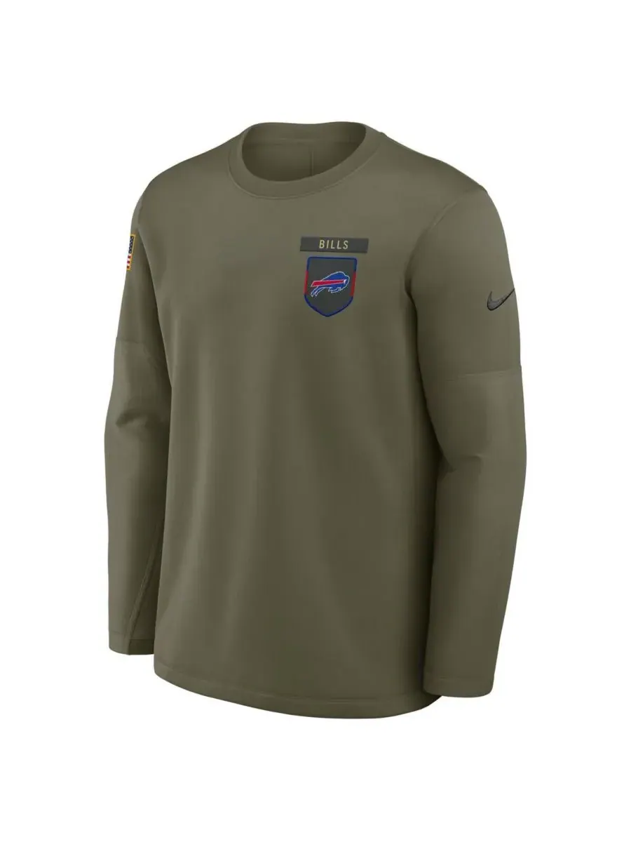 Nike Мужская футболка с длинным рукавом Olive Buffalo Bills 2025 Salute to Service Sideline Coaches — изображение 2 из 3