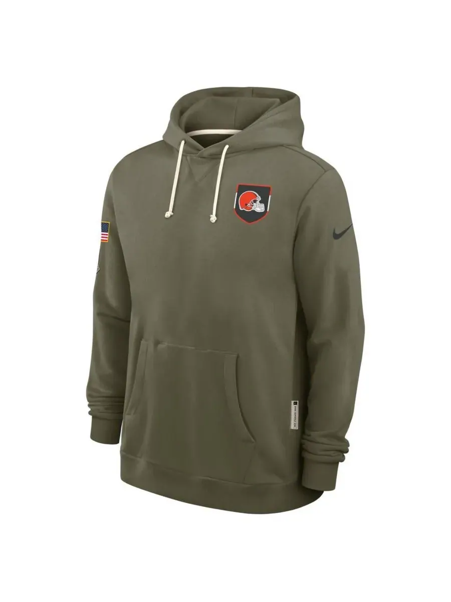 Nike Мужская толстовка Olive Cleveland Browns 2025 Salute to Service Sideline Standard Issue Dri-FIT — изображение 4 из 5