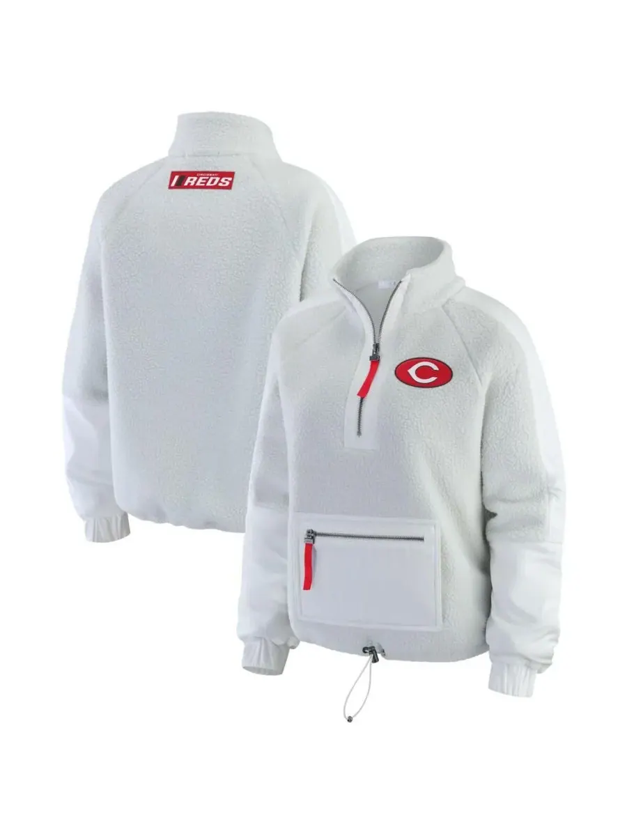 WEAR by Erin Andrews Женская серая флисовая куртка на молнии с символикой команды Cincinnati Reds — изображение 1 из 3, серый