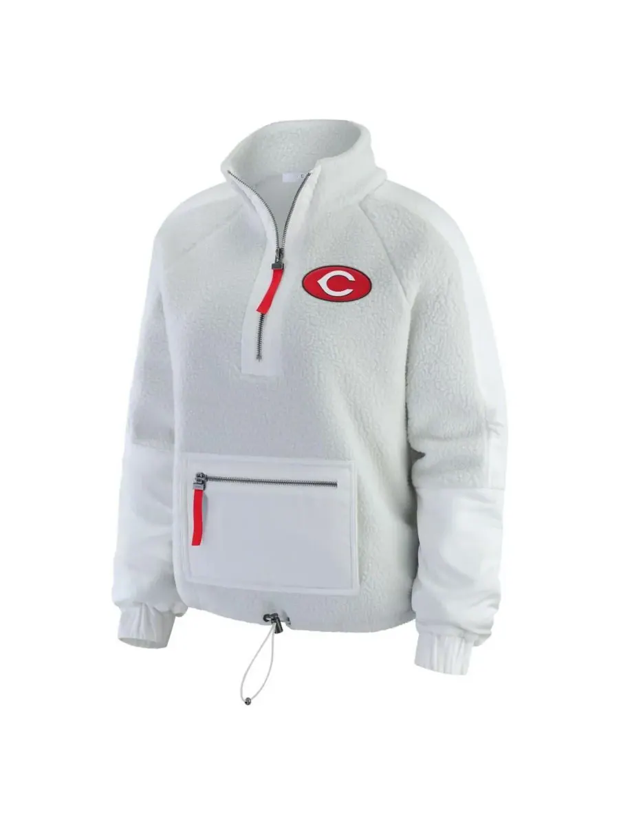 WEAR by Erin Andrews Женская серая флисовая куртка на молнии с символикой команды Cincinnati Reds — изображение 2 из 3, серый
