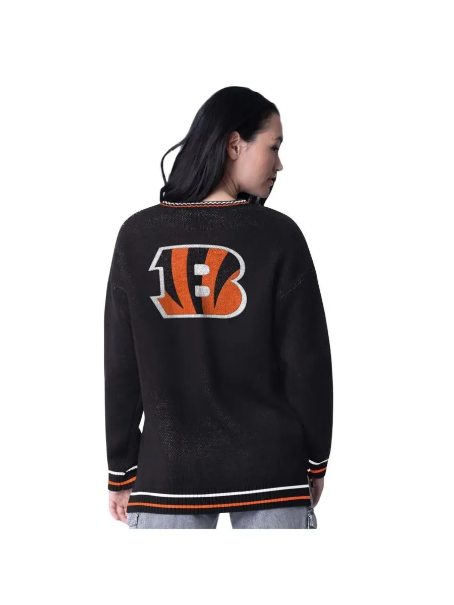 Starter Женский черный вязаный пуловер Cincinnati Bengals Oversized on the Ball с интарсией — изображение 2 из 2