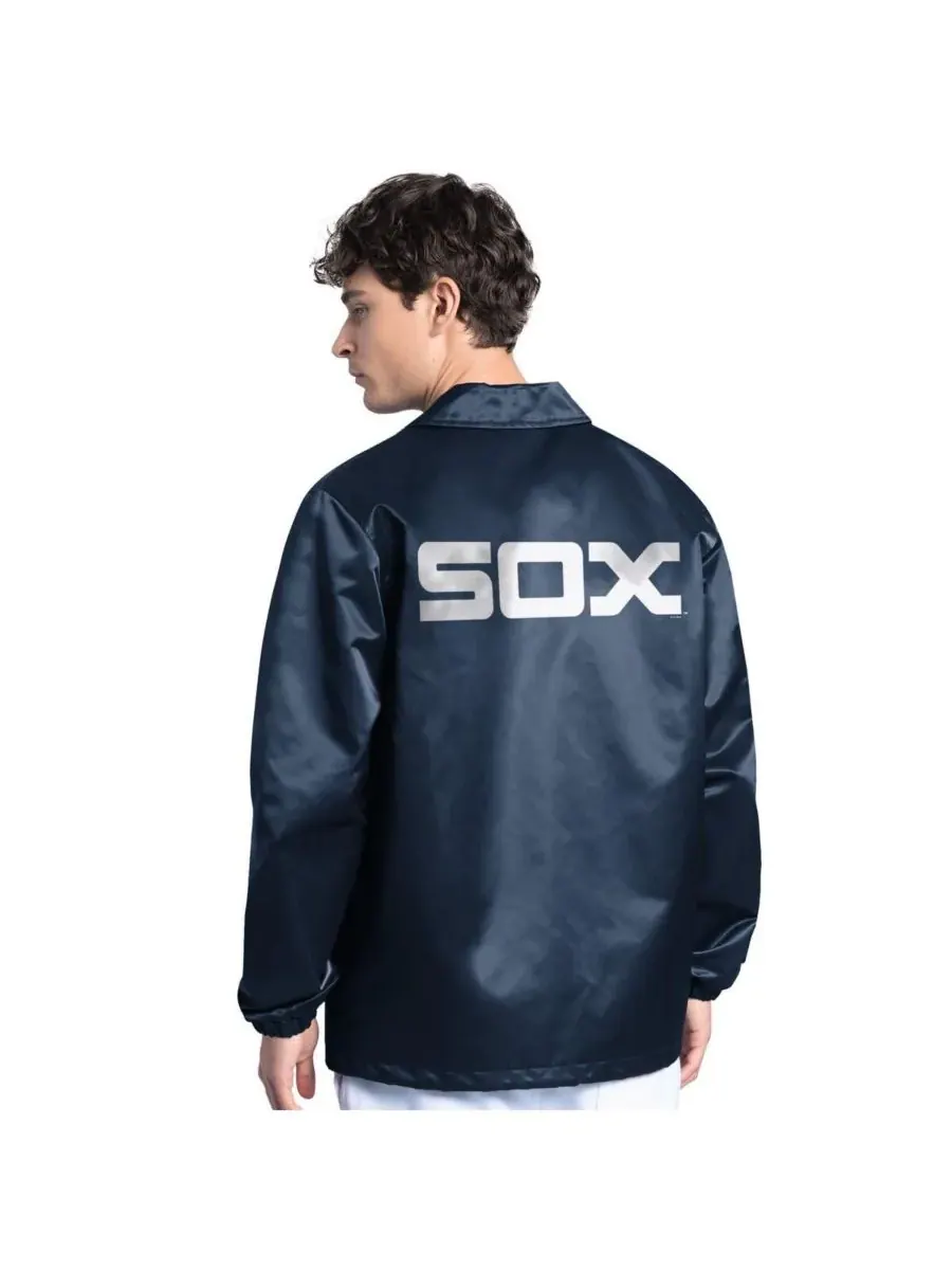 Starter Мужская темно-синяя куртка тренера Chicago White Sox Cooperstown Collection Point Man — изображение 2 из 3