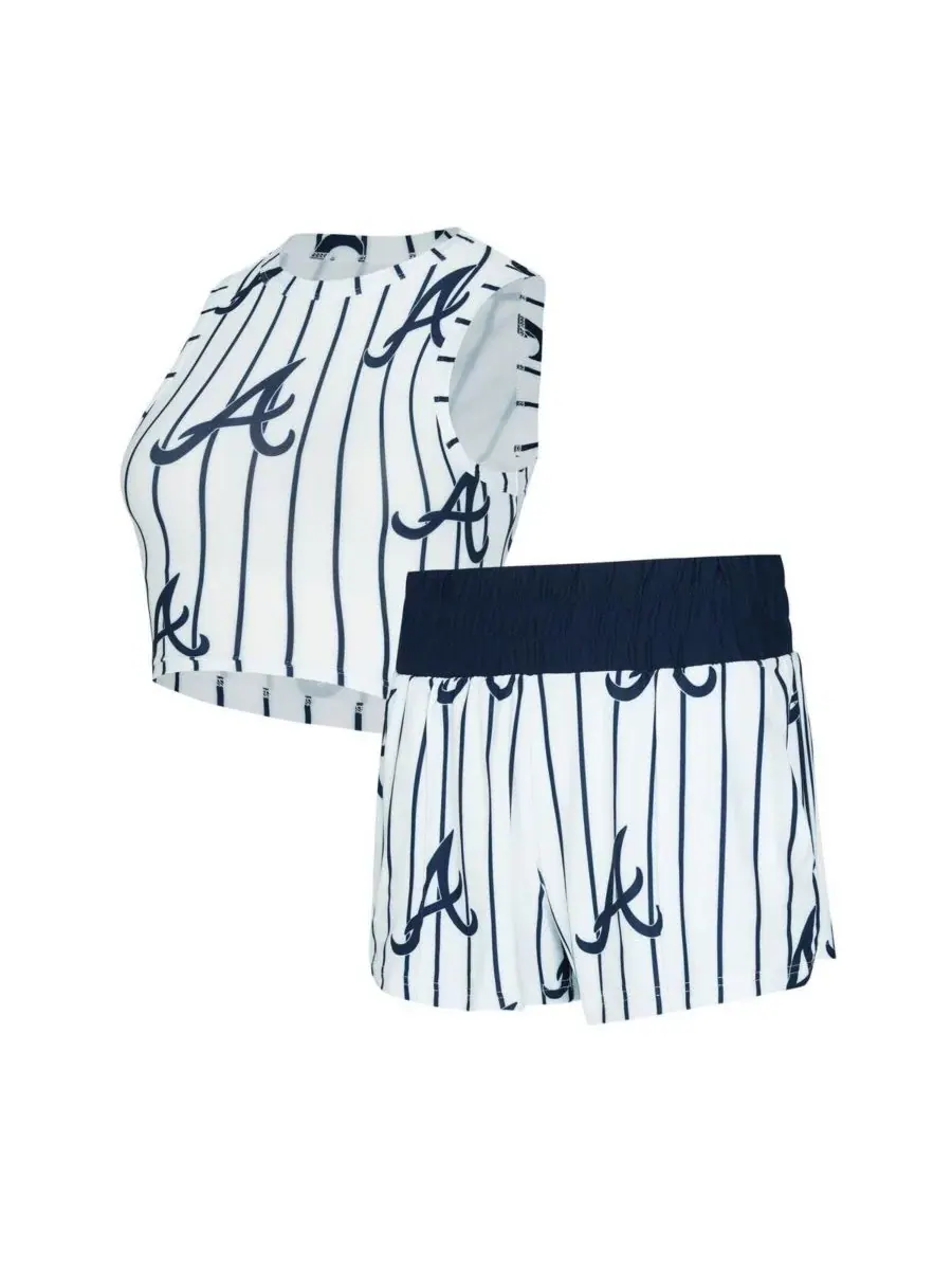 Concepts Sport Женский белый комплект из майки и шорт с полосками Atlanta Braves Record — изображение 1 из 3