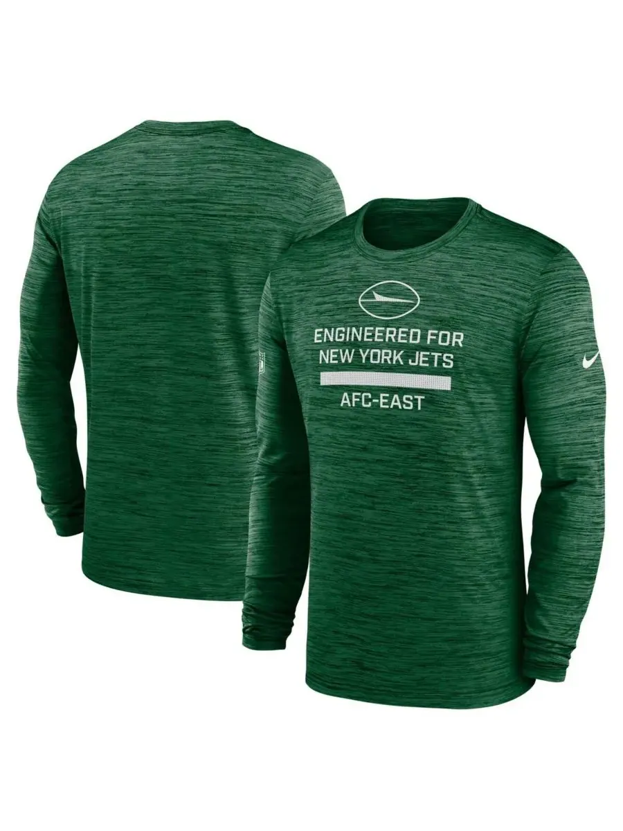 Nike Мужская зеленая футболка с длинным рукавом New York Jets Sideline Velocity Performance — изображение 1 из 3, зеленый