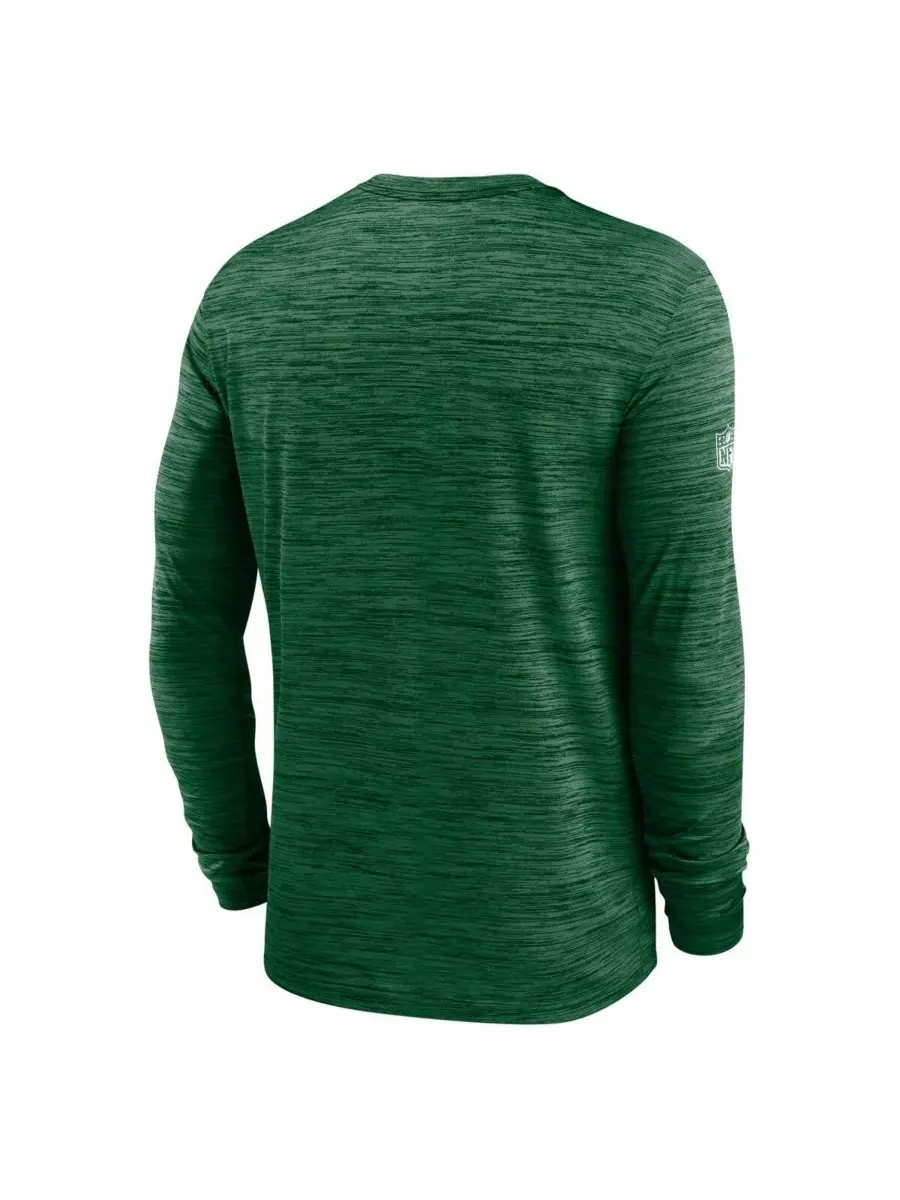 Nike Мужская зеленая футболка с длинным рукавом New York Jets Sideline Velocity Performance — изображение 2 из 3, зеленый