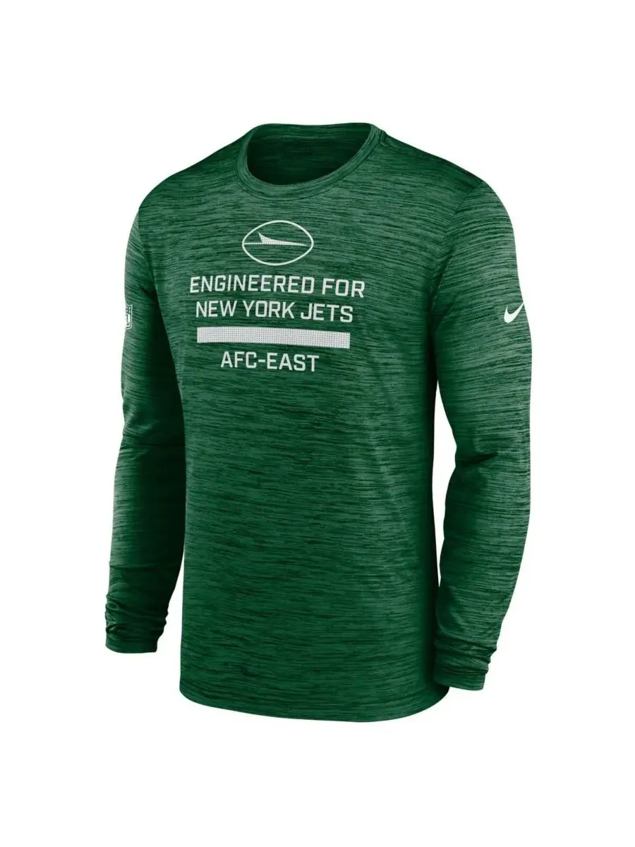 Nike Мужская зеленая футболка с длинным рукавом New York Jets Sideline Velocity Performance — изображение 3 из 3, зеленый