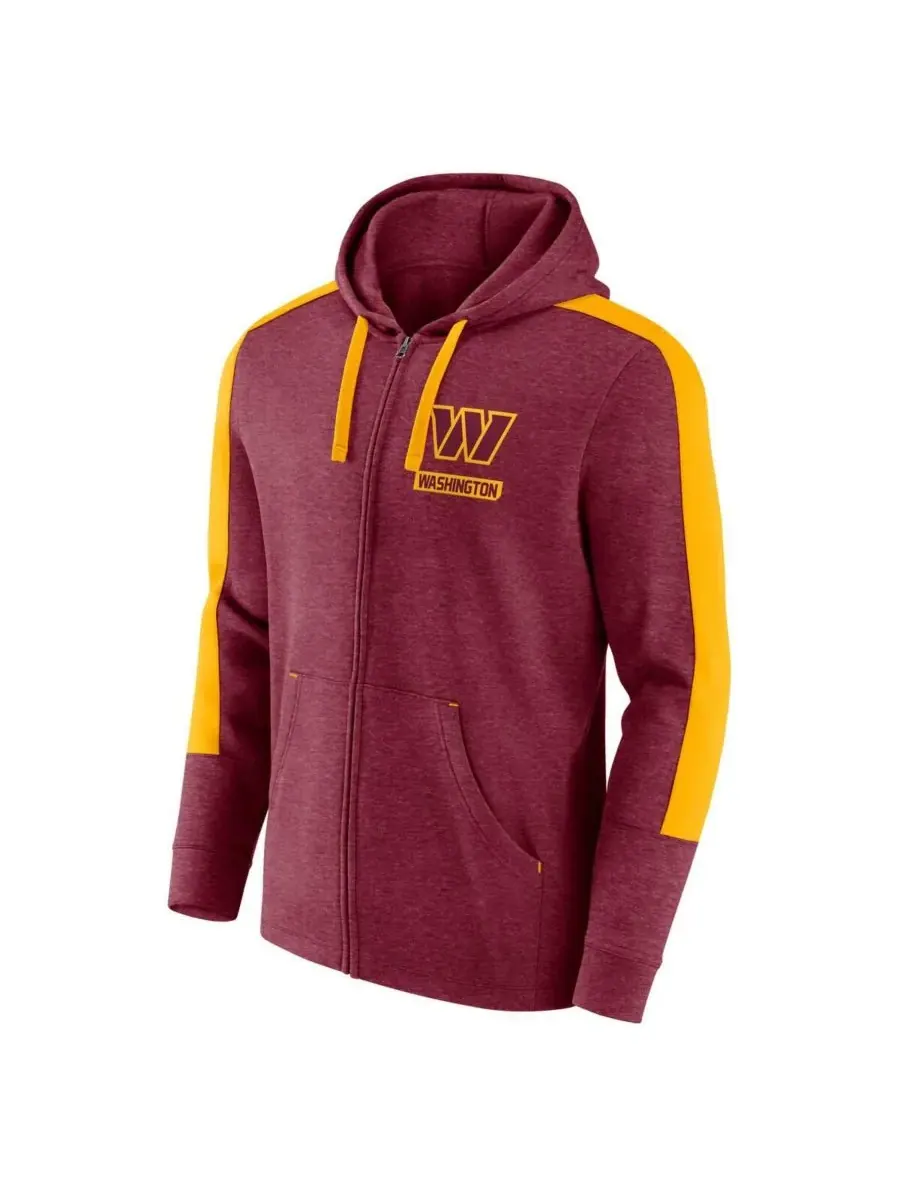 Fanatics Мужская толстовка на молнии цвета меланж/борд — изображение 3 из 3, бордовый золотистый