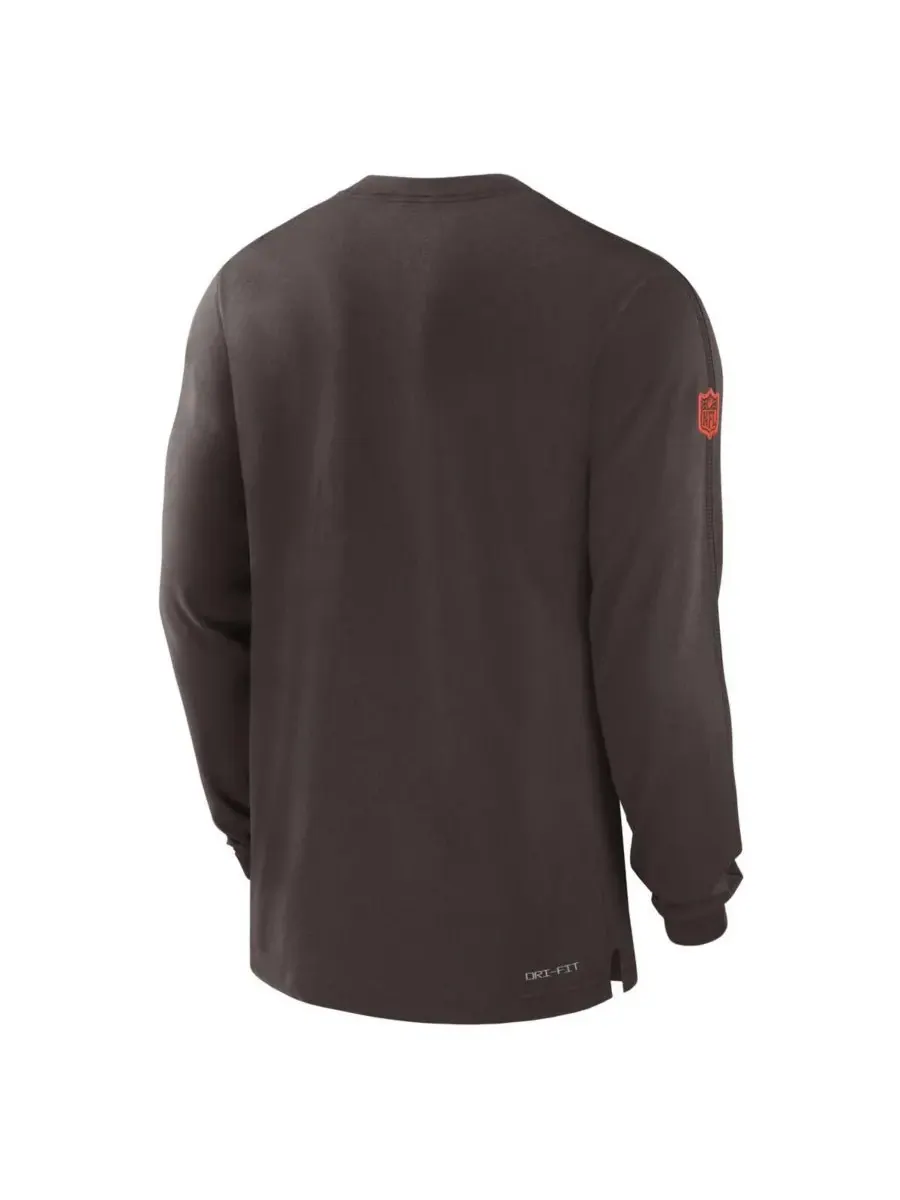 Nike Мужская коричневая футболка с длинным рукавом Cleveland Browns Sideline Player Performance — изображение 2 из 3