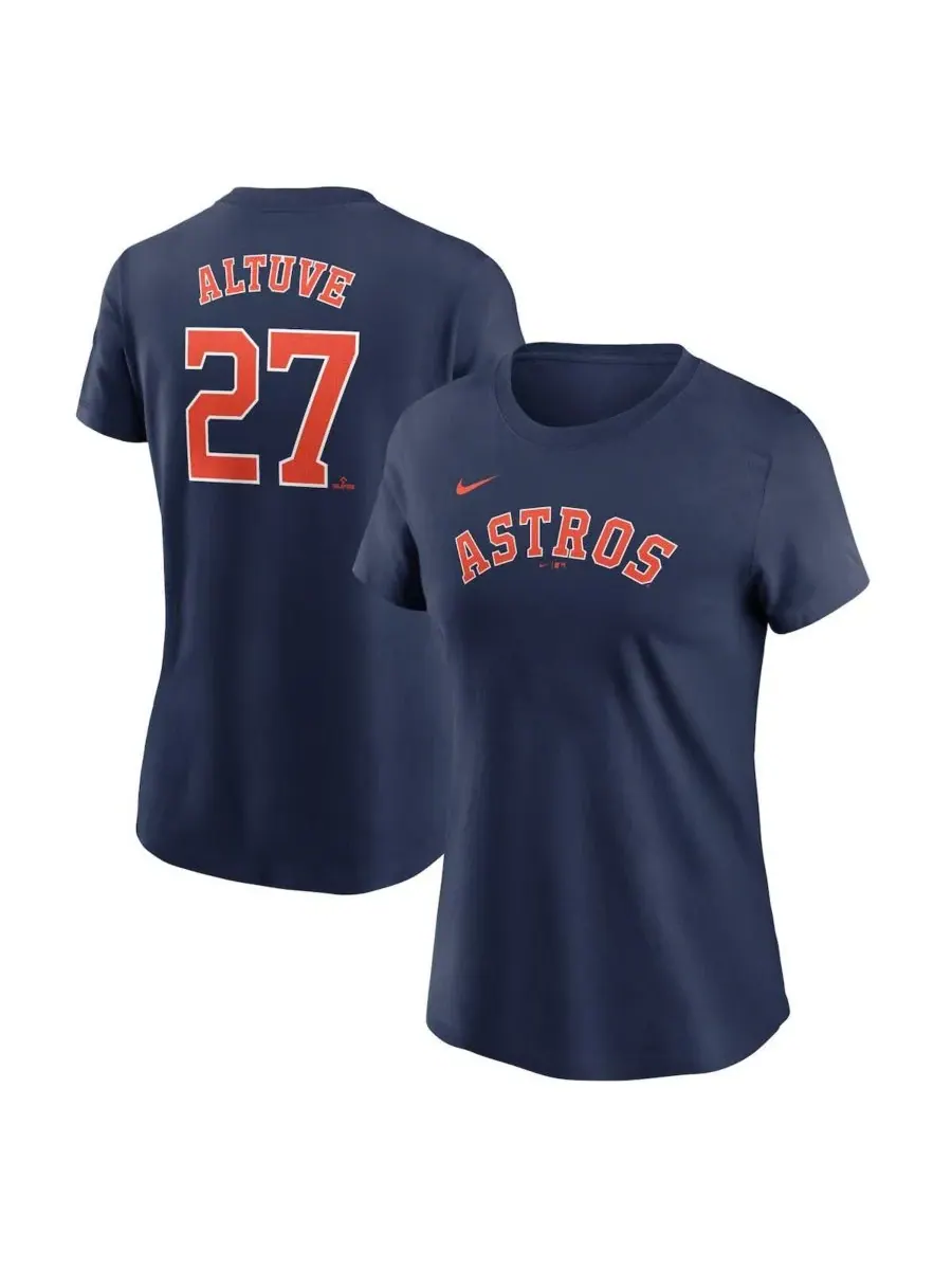 Nike Женская футболка с номером и фузером команды Houston Astros, темно-синего цвета, с фузером — изображение 1 из 3