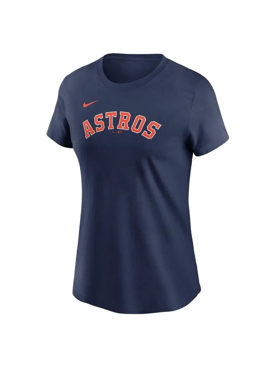 Nike Женская футболка с номером и фузером команды Houston Astros, темно-синего цвета, с фузером — изображение 2 из 3
