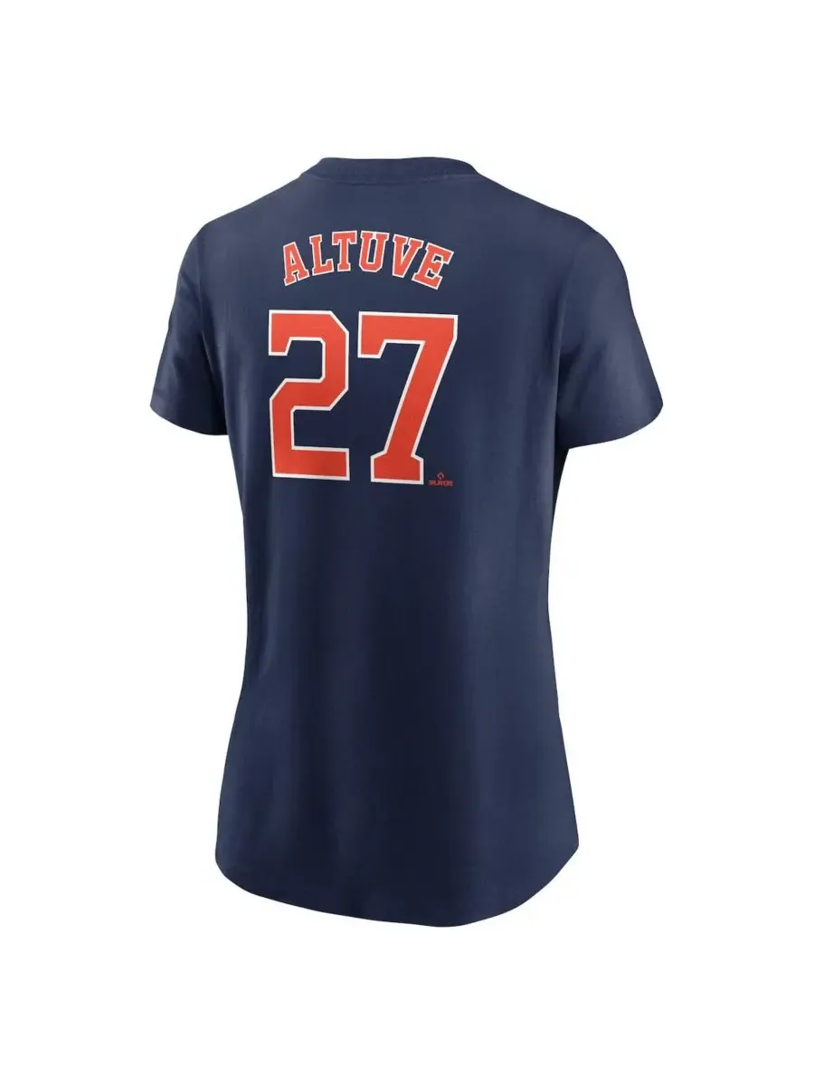 Nike Женская футболка с номером и фузером команды Houston Astros, темно-синего цвета, с фузером — изображение 3 из 3