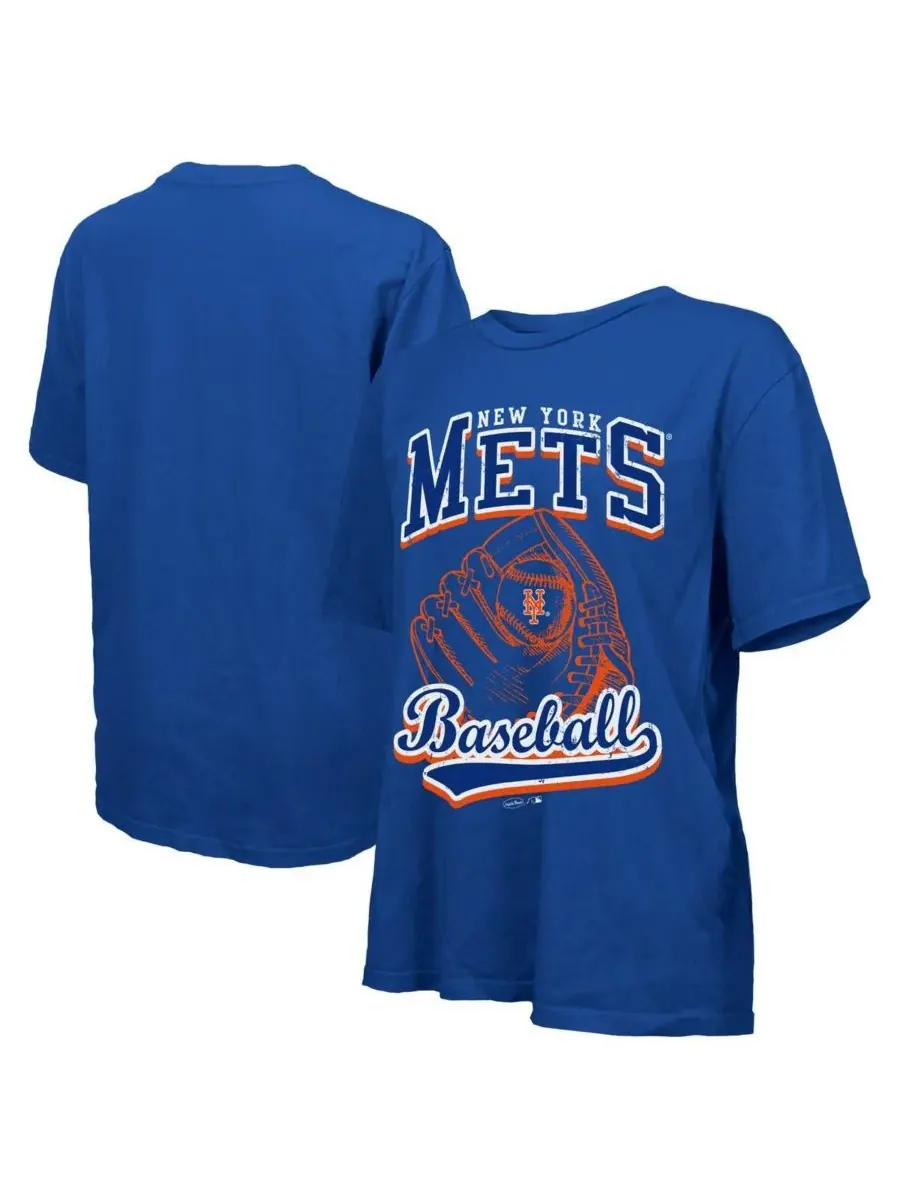 Женская футболка Royal New York Mets Oversized First Base Majestic — изображение 1 из 3, королевский