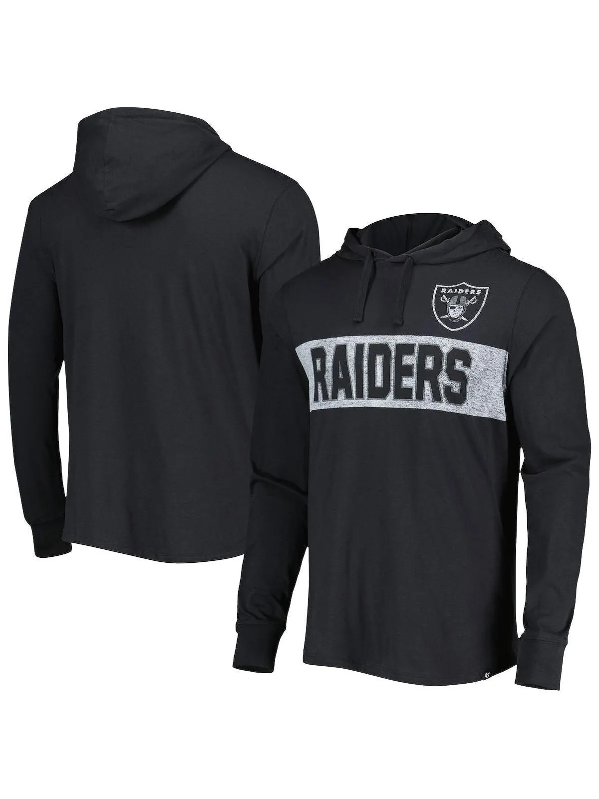 Мужской черный пуловер с капюшоном Las Vegas Raiders Field Franklin '47 Brand — изображение 1 из 3