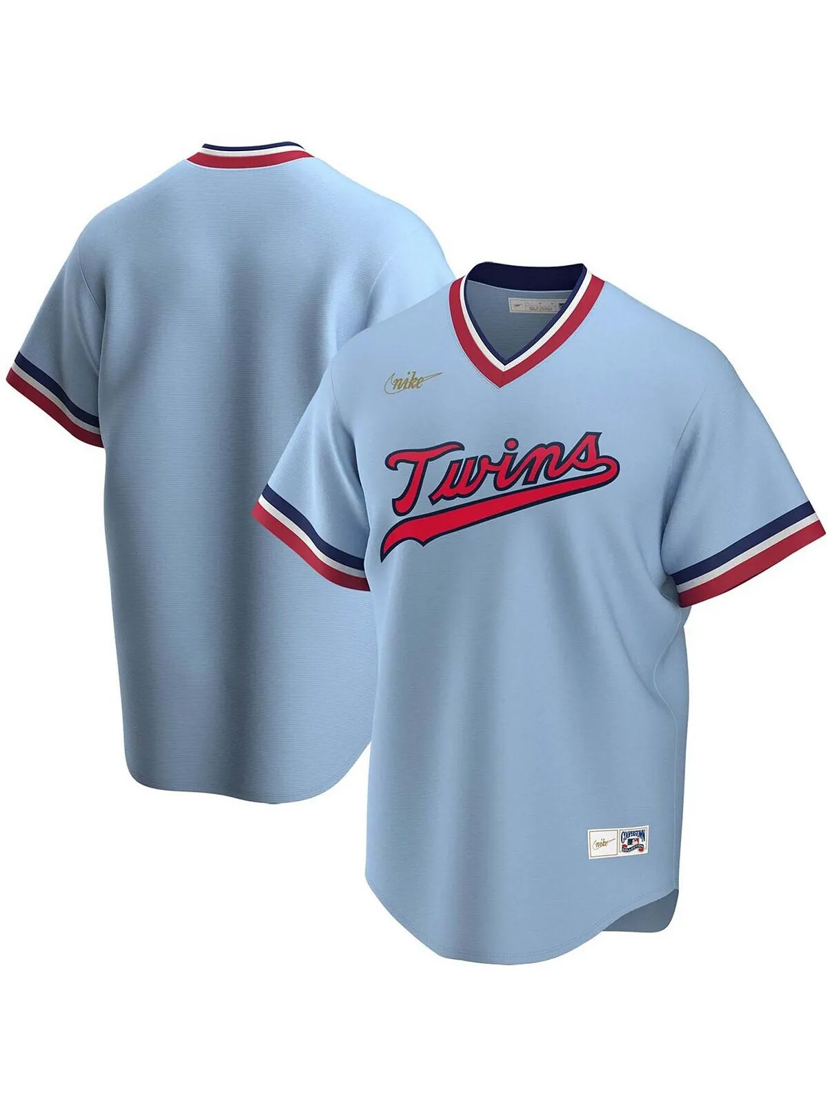 Мужская голубая майка команды Minnesota Twins Road Cooperstown Collection Team Nike — изображение 1 из 3, светлый синий