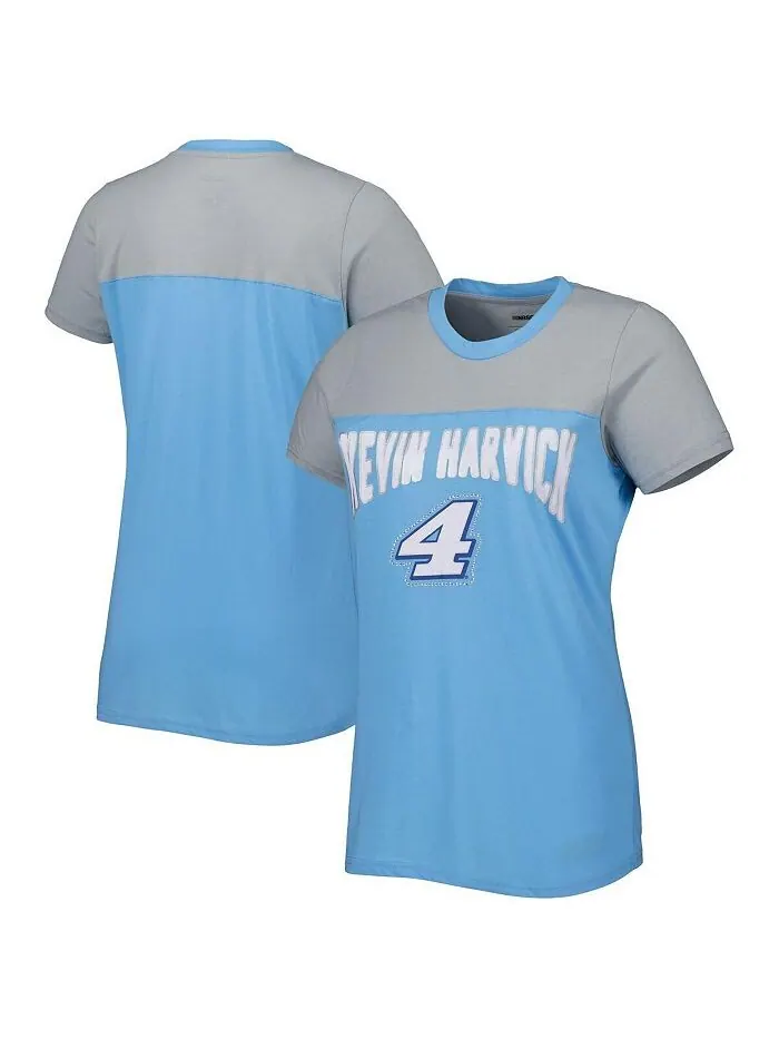 Женская голубая и серая футболка Kevin Harvick Box Score G-III 4Her by Carl Banks — изображение 1 из 4, светлый синий серый