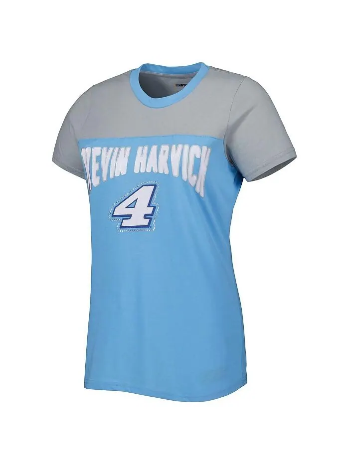 Женская голубая и серая футболка Kevin Harvick Box Score G-III 4Her by Carl Banks — изображение 2 из 4, светлый синий серый