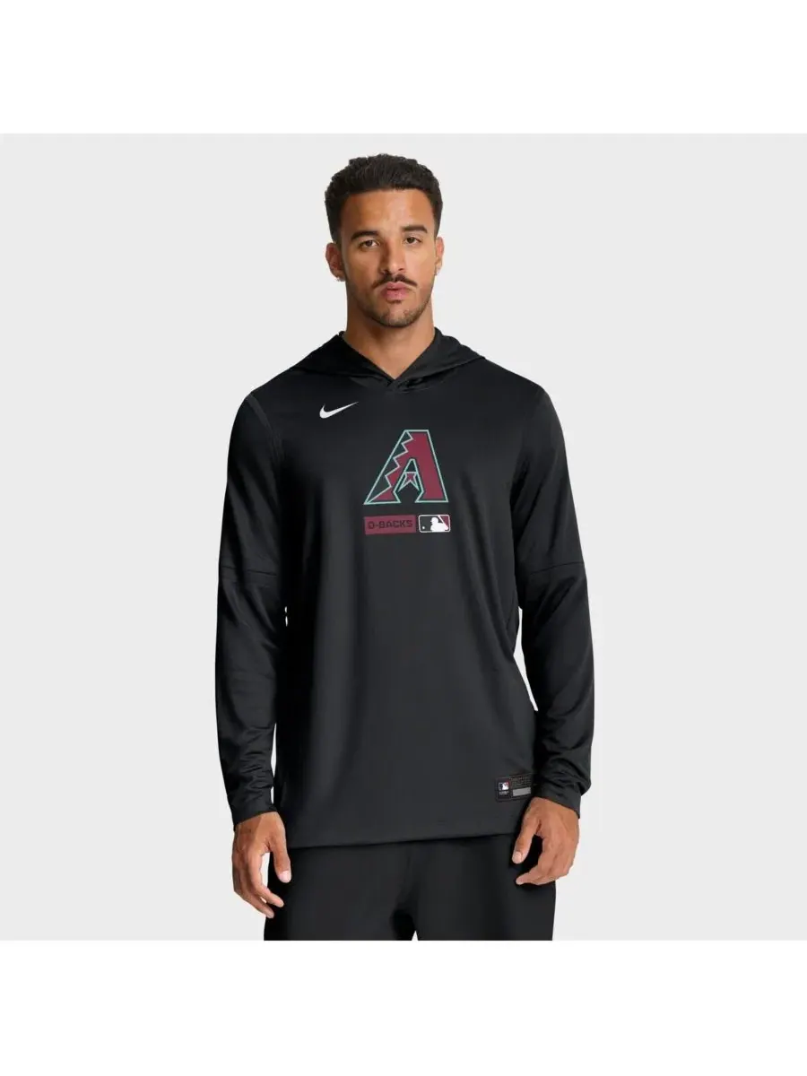 Мужская черная толстовка с длинными рукавами Arizona Diamondbacks Authentic Collection Dri-FIT Nike — изображение 1 из 4