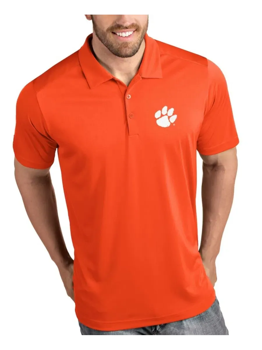 Мужская футболка-поло с символикой команды Clemson Tigers Antigua — изображение 1 из 1, оранжевый
