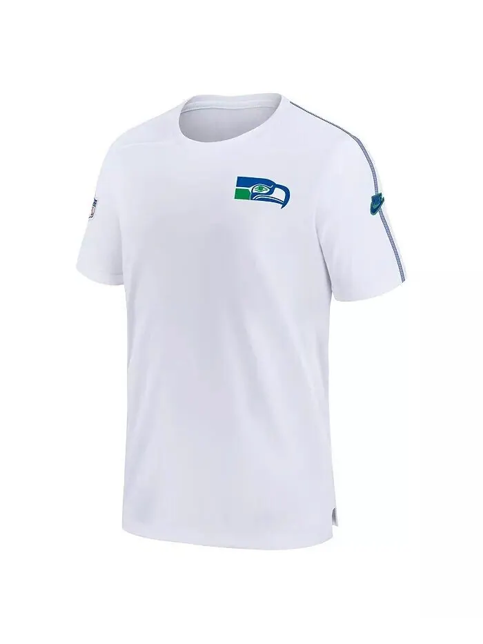 Мужская белая футболка Seattle Seahawks Sideline Alternate Logo Coach Performance Nike — изображение 3 из 3
