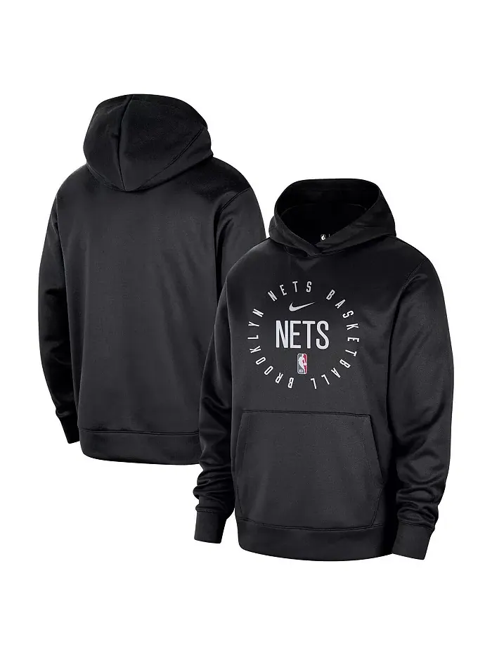 Мужская черная толстовка Brooklyn Nets 2024/25 Spotlight On-Court для тренировок Nike — изображение 1 из 3