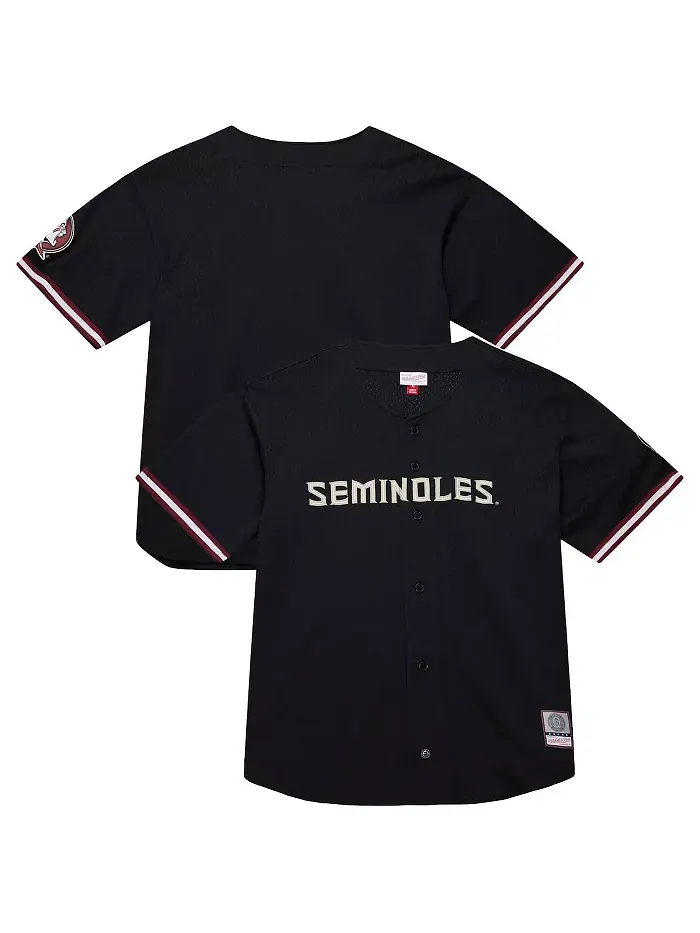 Мужская модная джерси Florida State Seminoles On The Clock на пуговицах, черная Mitchell & Ness — изображение 1 из 5