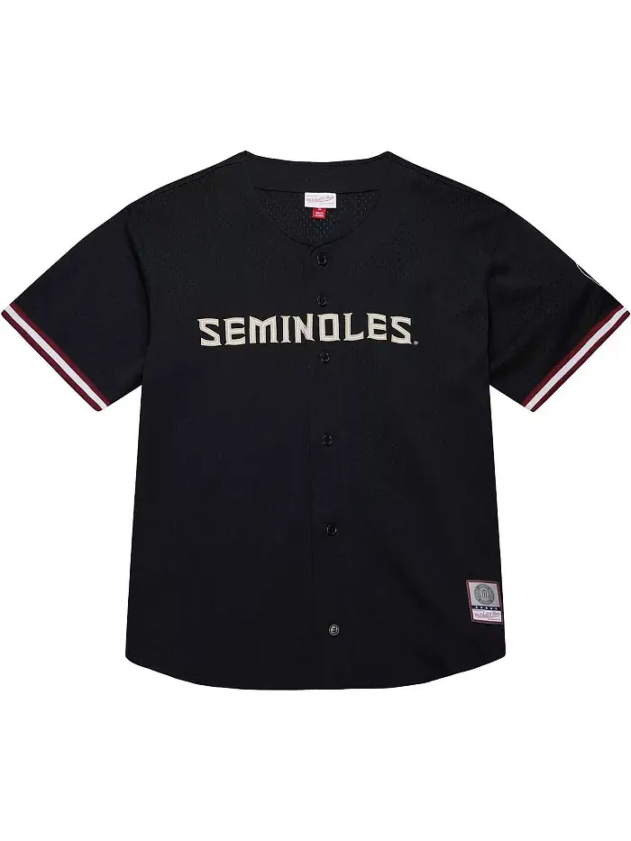 Мужская модная джерси Florida State Seminoles On The Clock на пуговицах, черная Mitchell & Ness — изображение 2 из 5