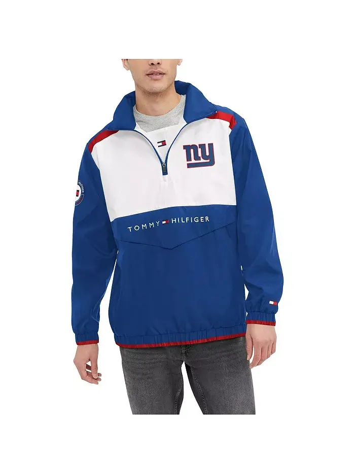 Мужская худи на молнии Royal, белая New York Giants Carter Tommy Hilfiger