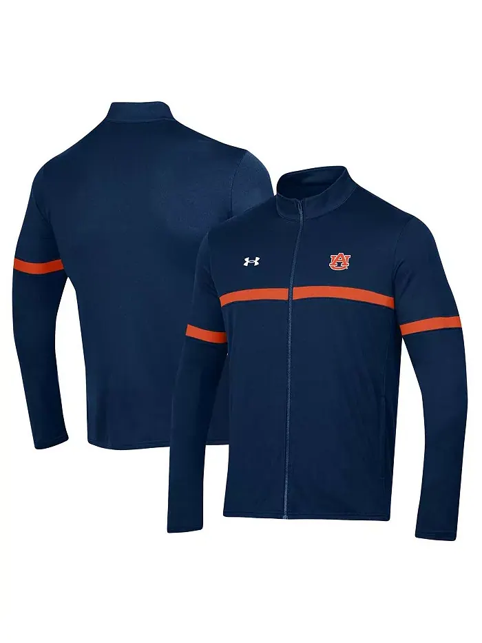 Мужская синяя толстовка Auburn Tigers 2023 Assist Warm Up на молнии Under Armour