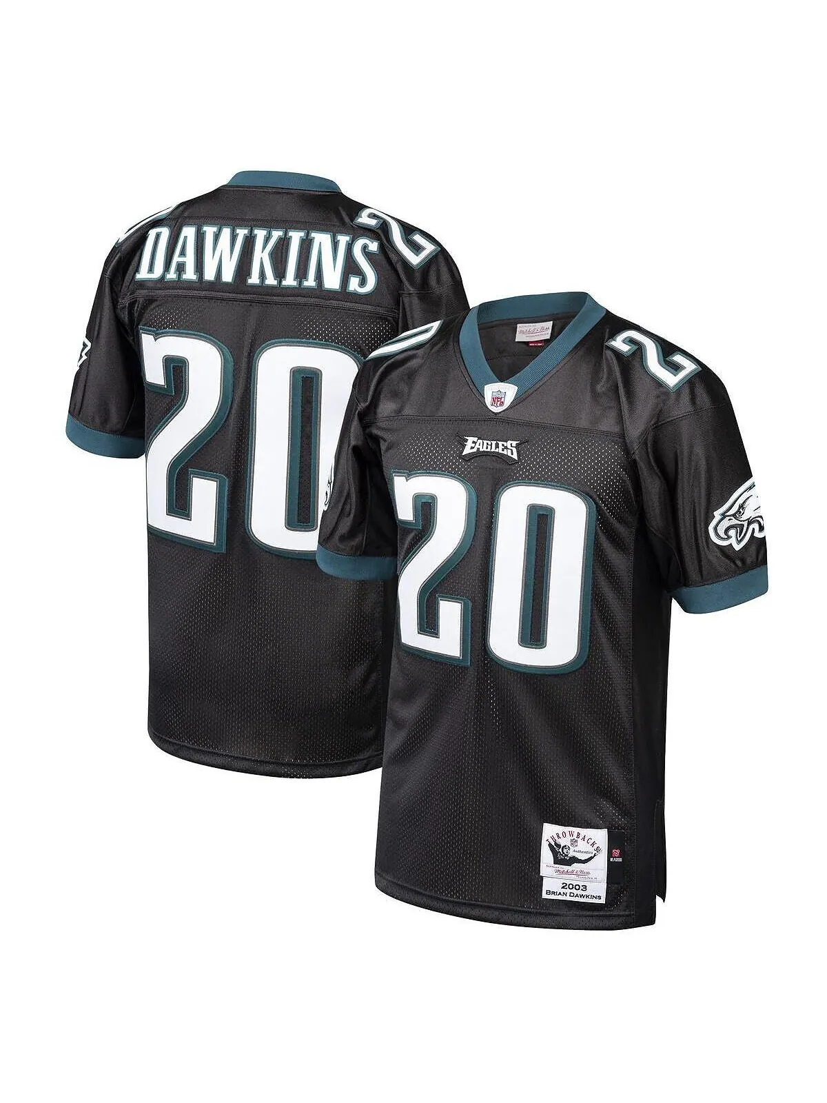 Мужская черная футболка Брайана Докинза Philadelphia Eagles 2003 Authentic Throwback вышедшего на — изображение 1 из 3