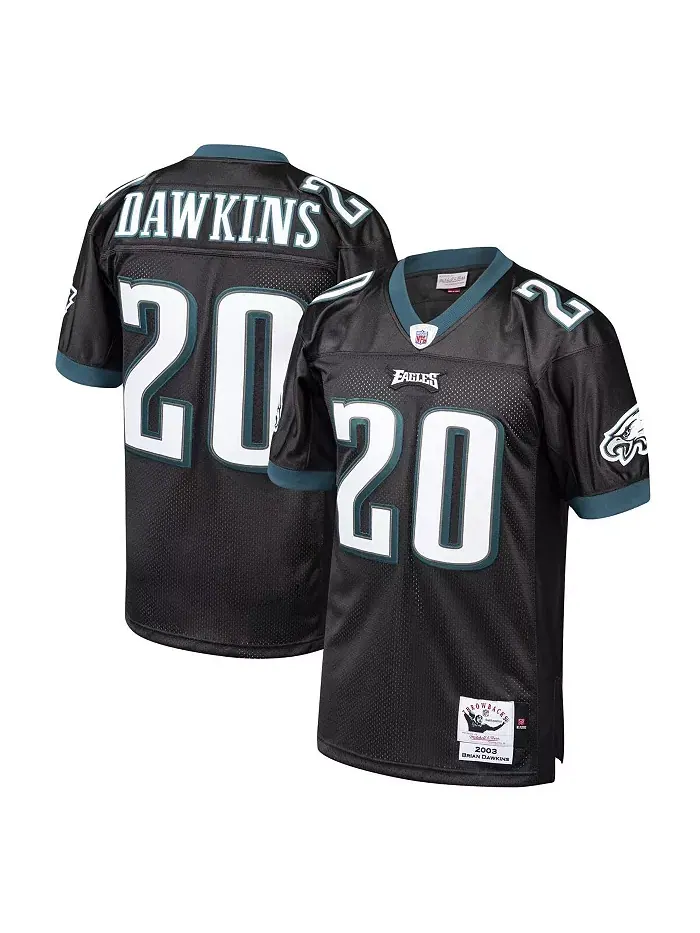 Мужская аутентичная ретро-джерси Брайана Доукинса в черном цвете Philadelphia Eagles 2003, вышедшая — изображение 1 из 3