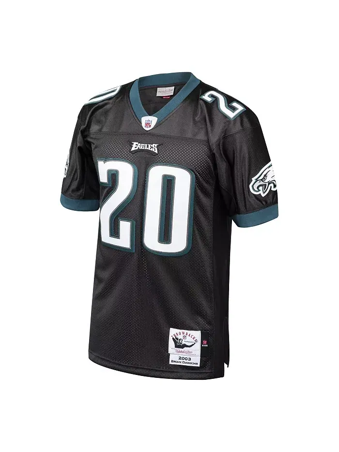 Мужская аутентичная ретро-джерси Брайана Доукинса в черном цвете Philadelphia Eagles 2003, вышедшая — изображение 2 из 3