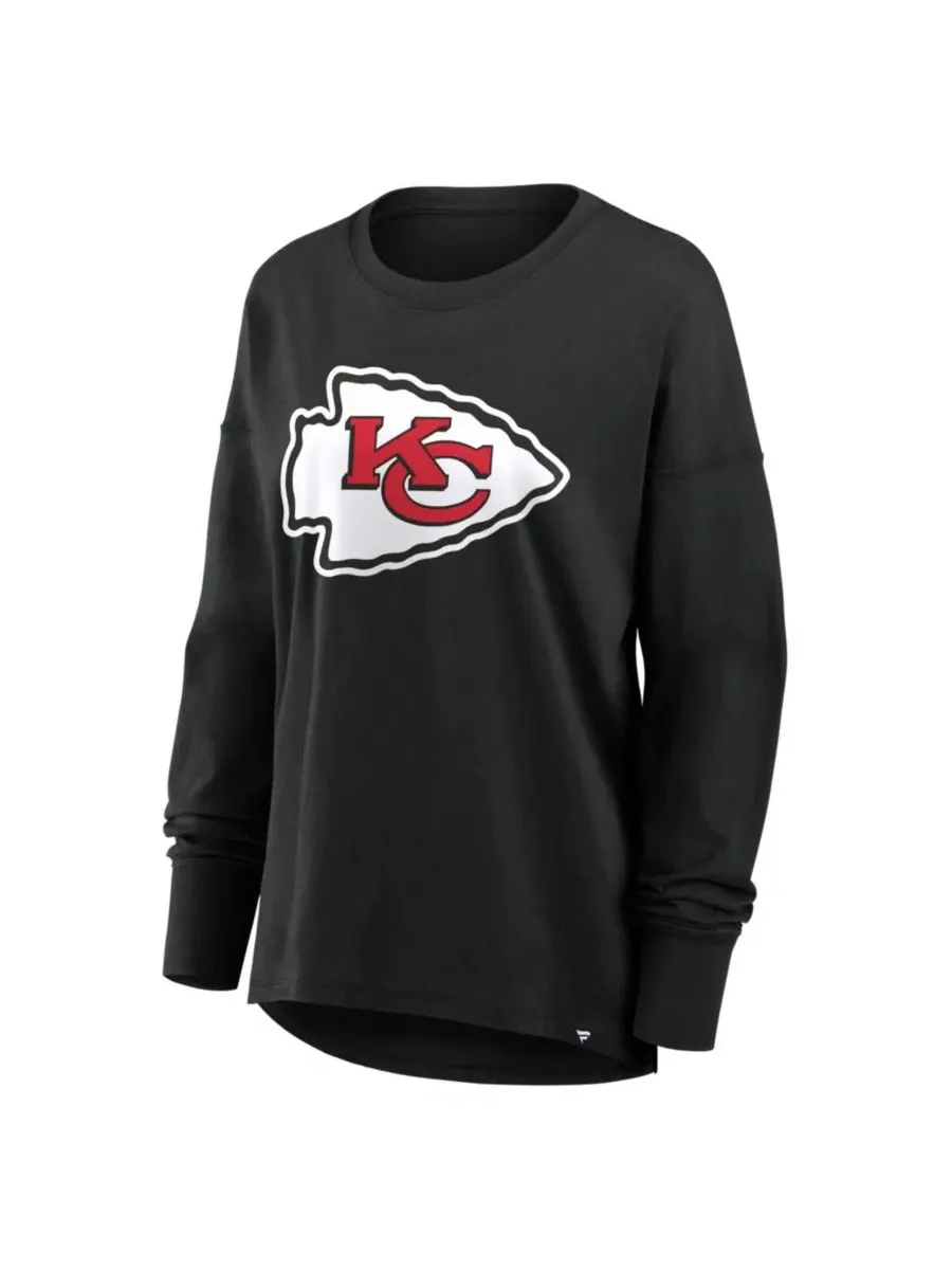 Футболка с длинным рукавом с принтом Kansas City Chiefs Relaxed Hip Essential Fanatics — изображение 3 из 3, черный